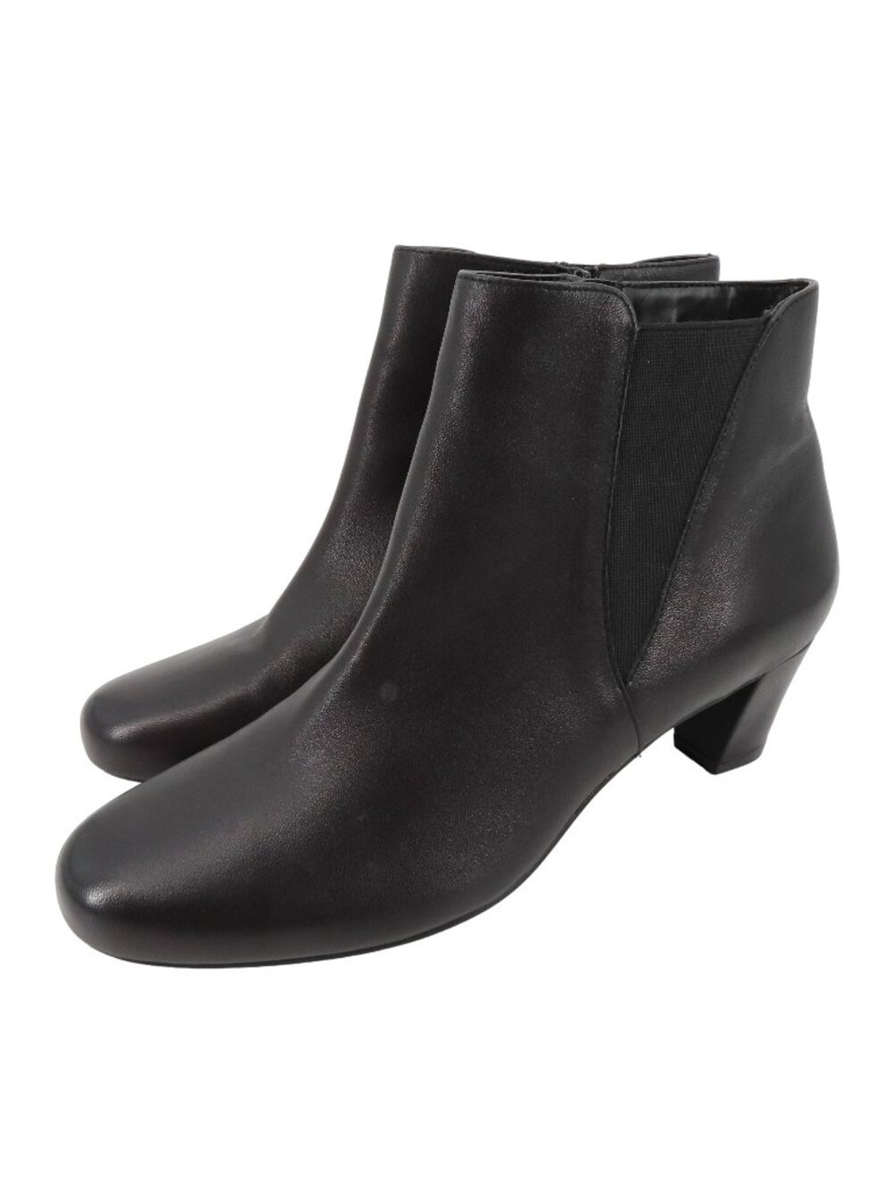 David Tate Womens 11 M Solid Black Leather Upper Ankle Boots Booties Zippered